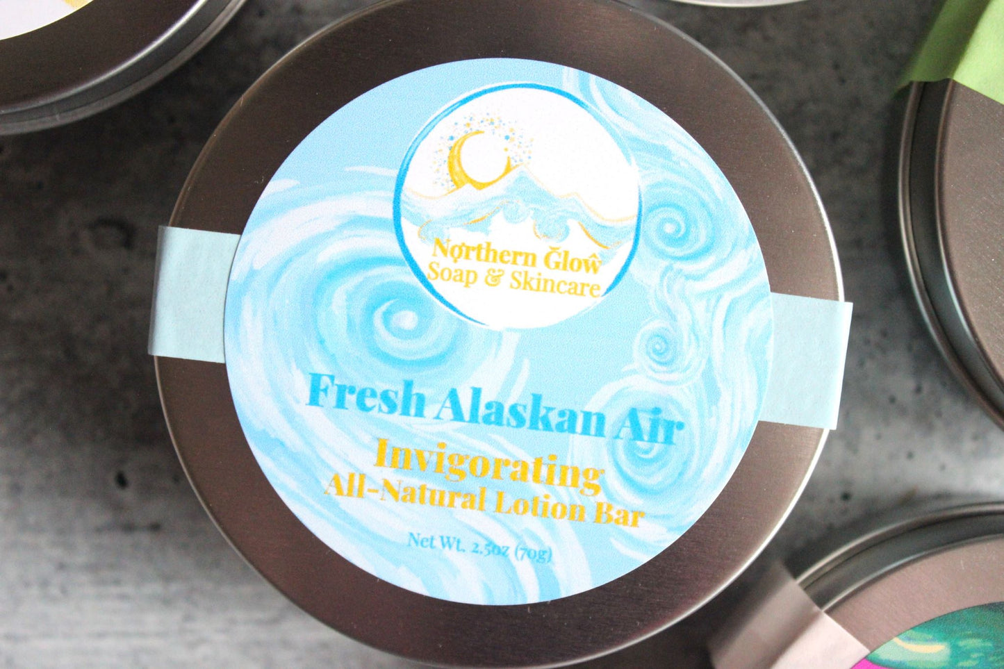 Shea butter lotion bar in Fresh Alaskan Air scent.