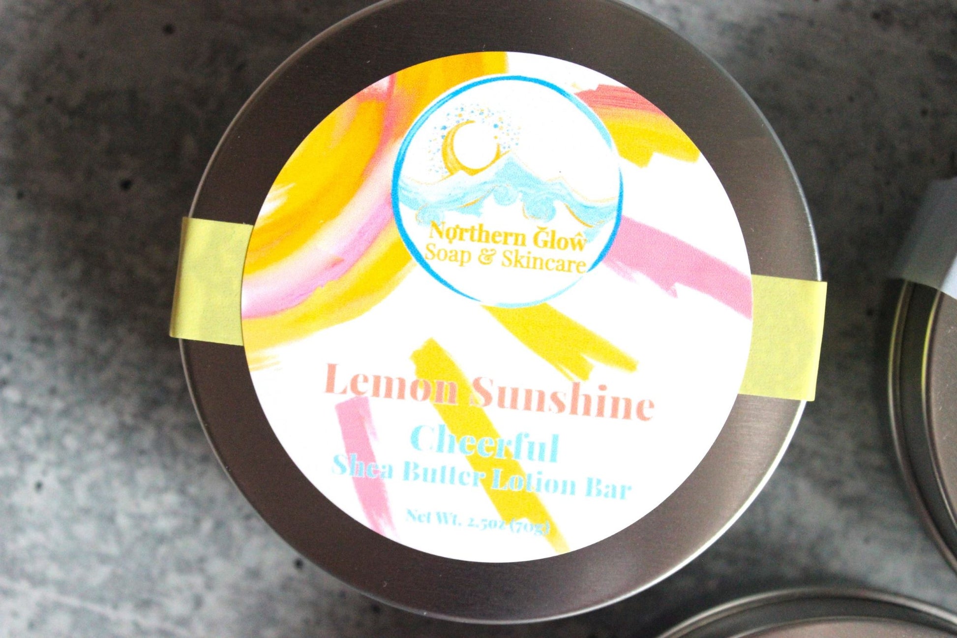 Shea butter lotion bar in Lemon Sunshine scent.