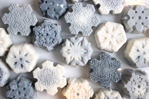 Alaskan Saltwater Soap in snowflake shapes.