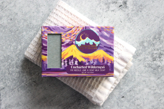 Lime, Fir Needle and Goat Milk Soap in a purple box.