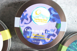 Mango butter lotion bar in Cabin on the Lake scent.