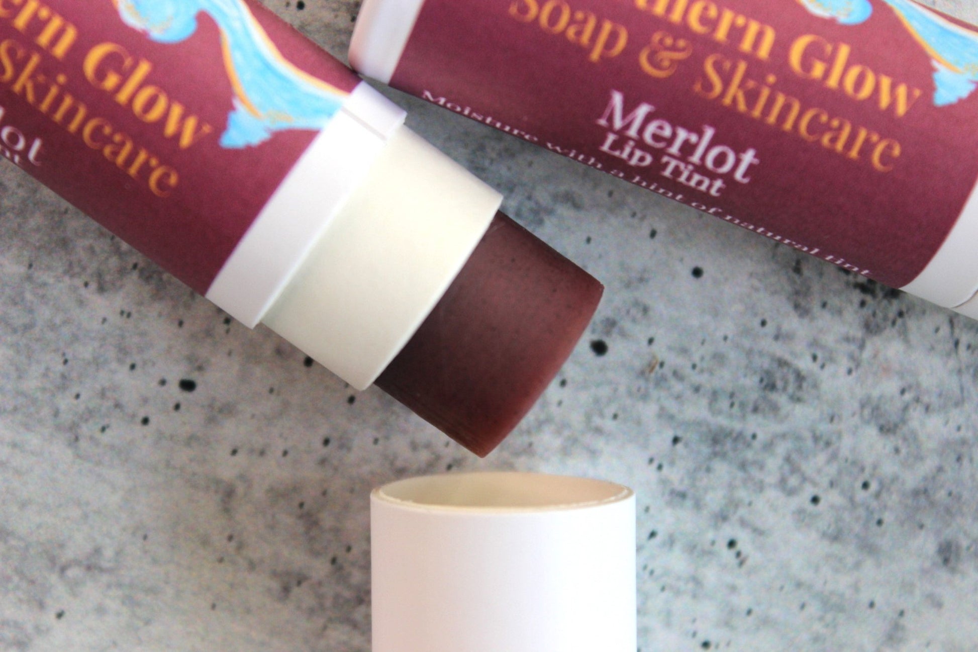 Natural Lip Tints in merlot shimmer.